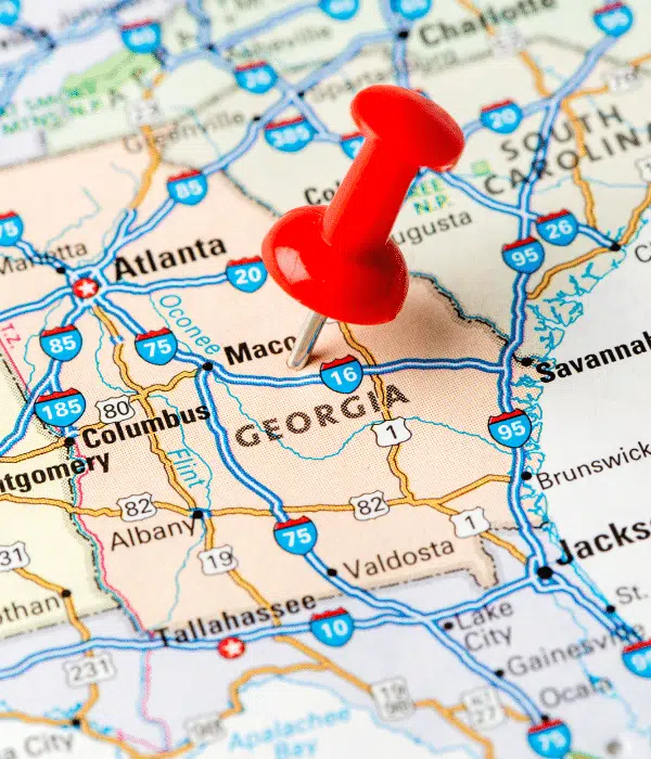 Atlanta, Macon, Savannah, Brunswick GA Georgia Map